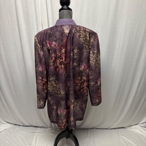 Pride and Joy Sheer Floral Open Front Jacket Womens Size 22W Purple Lightweight - Picture 4 of 8